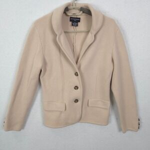 Sutton Studio Cashmere Blazer Cardigan Women PS Beige Button Up Shawl Neck*